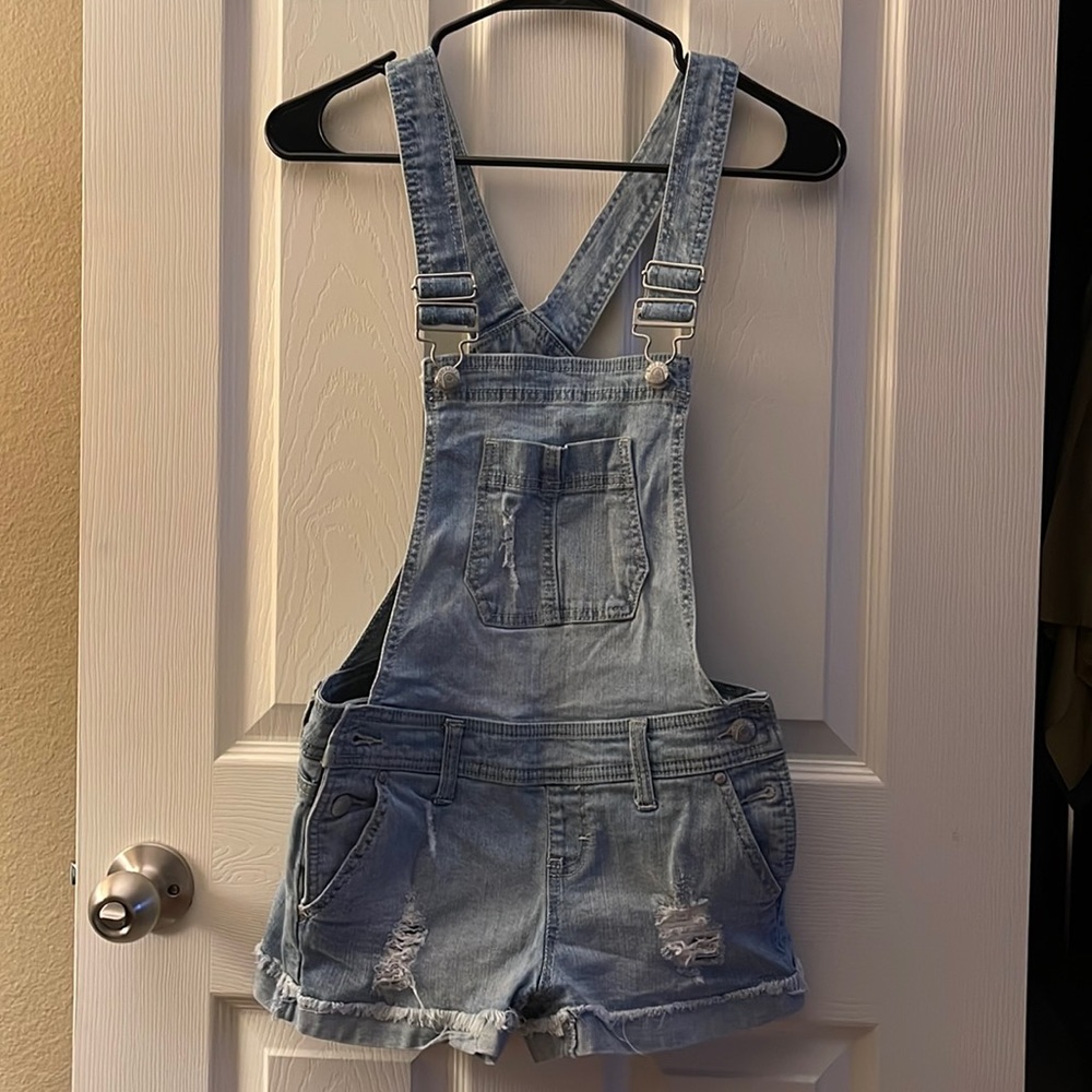 Denim short overalls